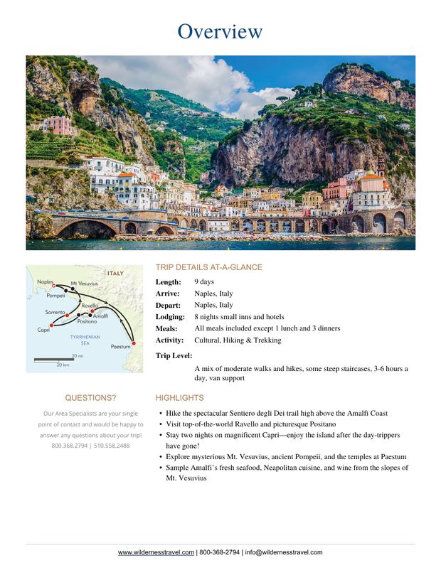 Trip itinerary overview page — produced by Tourcube